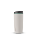 SmoothSip 20oz in Cloudscape, off-white cream tumbler body with charcoal gray flip-style lid and mint green accent ring